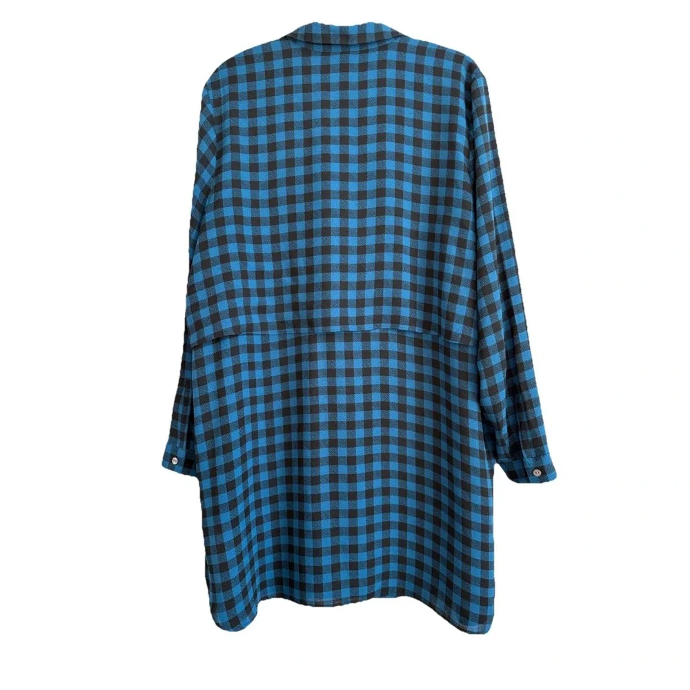 J.Jill Women's Blue Black Buffalo Check Plaid Layered Size XL Shirt‎ Dress Tunic
